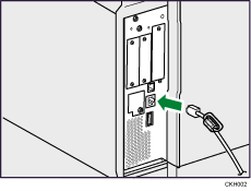 Illustration du raccordement du câble d'interface Ethernet