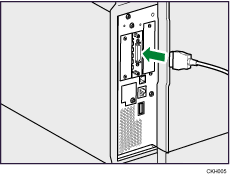 Illustration du raccordement du câble d'interface IEEE 1284