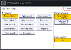 Illustration de l'écran du panneau de commande