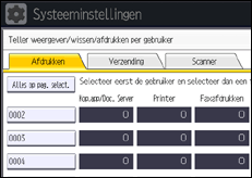 Schermafbeelding bedieningspaneel