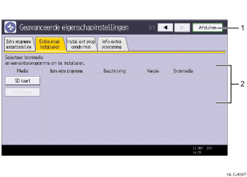 Genummerde afbeelding van bedieningspaneel