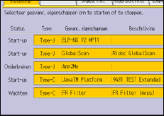 Schermafbeelding bedieningspaneel