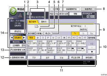 操作面板畫面部位編號說明圖