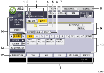 操作面板畫面部位編號說明圖