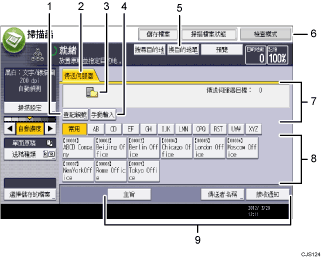 操作面板畫面部位編號說明圖