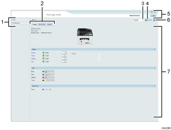 Nummereret illustration af webbrowser-skærmbillede