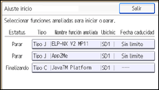 Ilustración de la pantalla panel de mandos