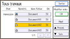 Illustration de l'écran du panneau de commande