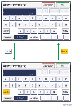 Abbildung der Tasten