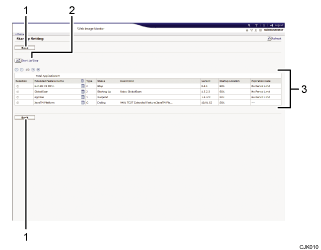 Web browser screen numbered callout illustration