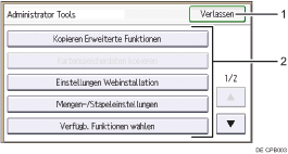 Nummerierte Abbildung der Bedienfeldanzeige