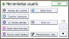 Ilustración de la pantalla panel de mandos