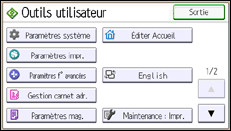 Illustration de l'écran du panneau de commande