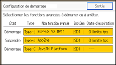 Illustration de l'écran du panneau de commande
