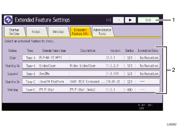 Иллюстрация экрана панели управления с пронумерованными сносками