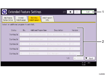 Иллюстрация экрана панели управления с пронумерованными сносками
