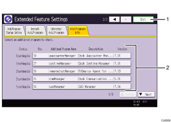 Иллюстрация экрана панели управления с пронумерованными сносками
