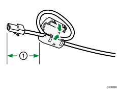 Abbildung des Ethernet-Kabels mit Ferritkern 