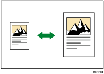 Ilustración de una reducción o ampliación preconfigurada