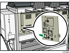 ilustración de la conexión del cable del interfaz USB