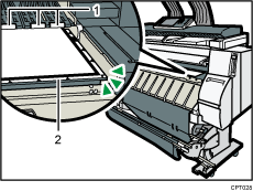 Ilustración de ubicación bypass de papel con llamada numerada