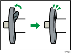 Ilustración de la palanca de ajuste de la bobina de papel 