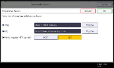 Illustration de l'écran du panneau de commande