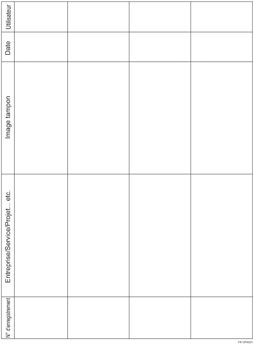 Illustration de la Feuille d'enregistrement du Tampon utilisateur