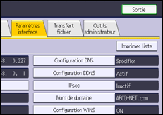 Illustration de l'écran du panneau de commande