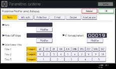 Illustration de l'écran du panneau de commande