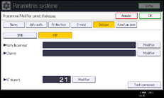 Illustration de l'écran du panneau de commande