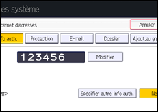 Illustration de l'écran du panneau de commande