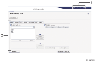 Illustration avec légendes numérotées de l'écran de l'application