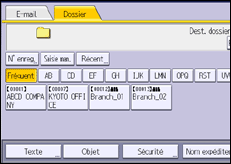 Illustration de l'écran du panneau de commande