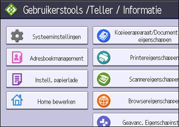 Schermafbeelding bedieningspaneel