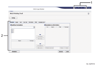 Genummerde schermillustratie bedieningspaneel