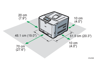 Illustration of space required for installation