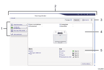 Illustration de l'écran du navigateur Web avec légende numérotée