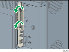 Illustrazione del lato posteriore della stampante
