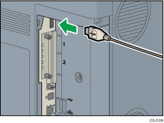 Afbeelding van het aansluiten van de USB-interfacekabel