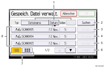 Nummerierte Abbildung Bedienfeld-Display