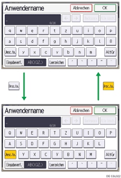 Abbildung der Eingabeanzeige