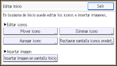 Ilustración de la pantalla panel de mandos