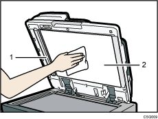 Ilustración del alimentador automático de documentos con llamadas numeradas