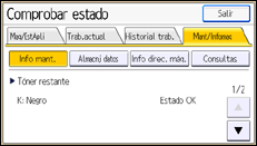 Ilustración de la pantalla panel de mandos