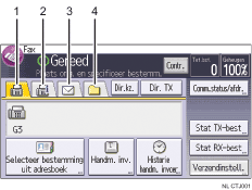 Genummerde afbeelding van het scherm van het bedieningspaneel