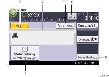 Genummerde afbeelding van het scherm van het bedieningspaneel