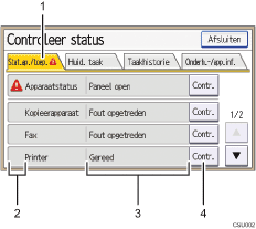 Genummerde afbeelding van bedieningspaneel
