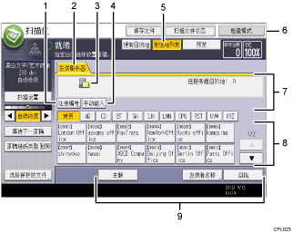 已编号的操作面板屏幕插图