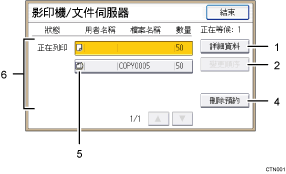 操作面板畫面說明圖編號標註說明圖